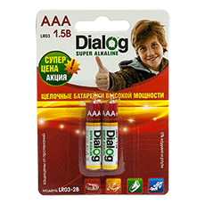 Щелочные батарейки AAA Dialog LR03-2B