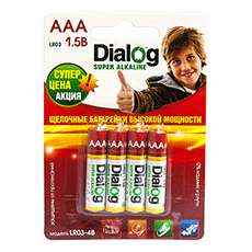 Щелочные батарейки AAA Dialog LR03-4B