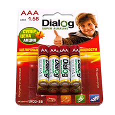 Щелочные батарейки AAA Dialog LR03-8B