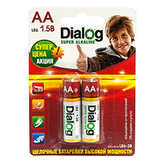 Щелочные батарейки AA Dialog LR6-2B