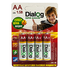 Щелочные батарейки AA Dialog LR6-4B