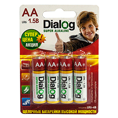 Щелочные батарейки AA Dialog LR6-4B